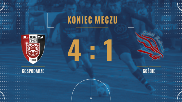 Piast Łasin pokonał Sokół Radomin 4:1. Wszystkie bramki padły po przerwie